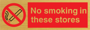 PS11: no smoking in these stores - safety sign