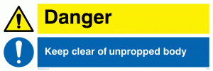 CV138: danger keep clear of unpropped body