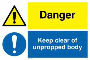 CV138: danger keep clear of unpropped body