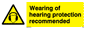 WP278: wearing of hearing protection recommended