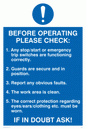 MP303: before operating please check poster