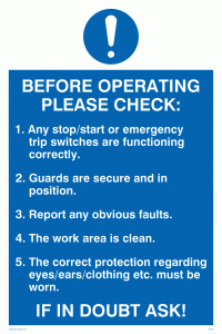 MP303: before operating please check poster