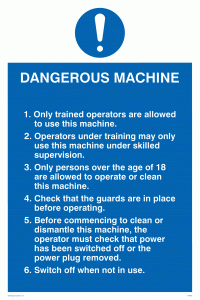 MP305: dangerous machine safety notice
