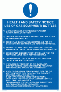 MP307: h&s notice use of gas equipment/bottles