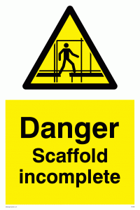 WC499: danger scaffolding incomplete