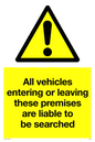 WS5320: Vehicles entering/leaving liable to be searched