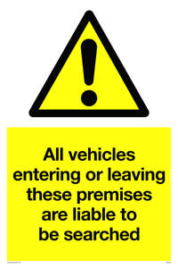 WS5320: Vehicles entering/leaving liable to be searched