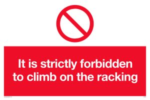 PV5353: Strictly forbidden to climb on racking