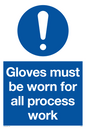 MP5714: Gloves must be worn for all processes work Sign
