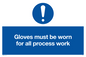 MP5714: Gloves must be worn for all processes work Sign