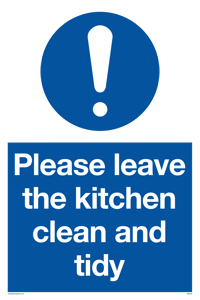 MV5722: Please leave the kitchen clean and tidy Mandatory Sign