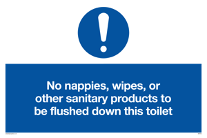 MV5723: No sanitary products to be flushed down this toilet Mandatory Sign