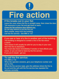 MF5748: Fire action notice Stay Put message