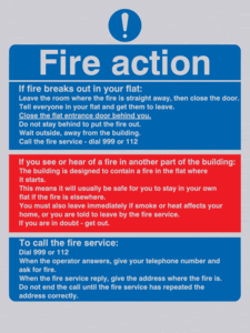 MF5748: Fire action notice Stay Put message