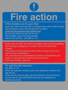 MF5748: Fire action notice Stay Put message