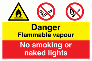 CN615: Flammable vapour no smoking