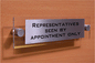 DV771: representatives seen by appointment only - door sign