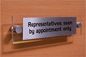 DV782: representatives seen by appointment only - door sign