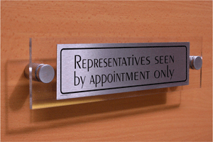DV793: representatives by appointment only - door sign