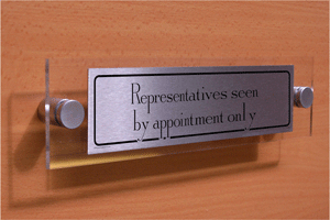 DV848: representatives seen by appointment only - door sign