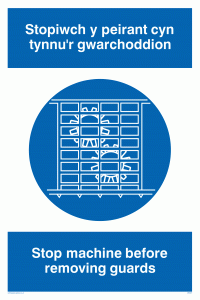 MM937: stopiwch y peirant cyn tynnu'r gwarchoddion