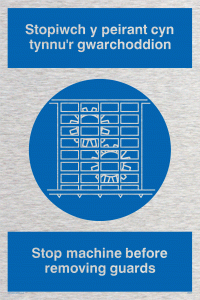 MM937: stopiwch y peirant cyn tynnu'r gwarchoddion