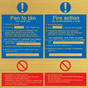 MF938: Fire Action sign - bi-lingual Welsh