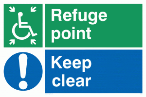 SD964: refuge point keep clear - disability safety sign