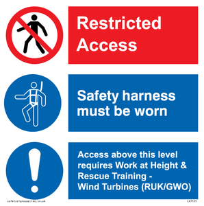 CA7155: Restricted access. Safety harness must be worn. Access above this level