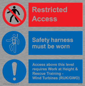 CA7155: Restricted access. Safety harness must be worn. Access above this level