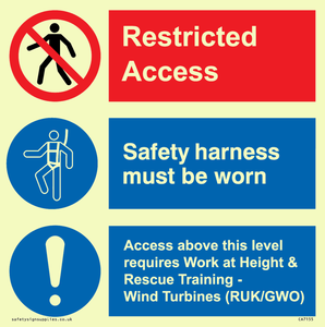 CA7155: Restricted access. Safety harness must be worn. Access above this level