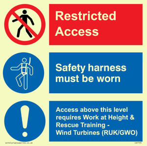 CA7155: Restricted access. Safety harness must be worn. Access above this level