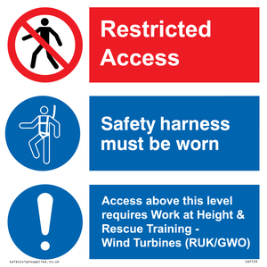 CA7155: Restricted access. Safety harness must be worn. Access above this level