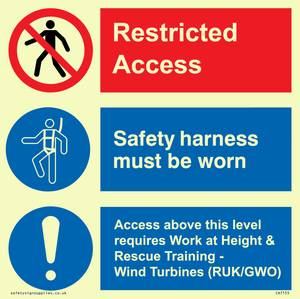 CA7155: Restricted access. Safety harness must be worn. Access above this level