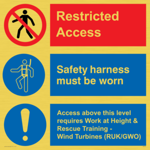 CA7155: Restricted access. Safety harness must be worn. Access above this level