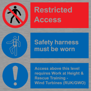 CA7155: Restricted access. Safety harness must be worn. Access above this level