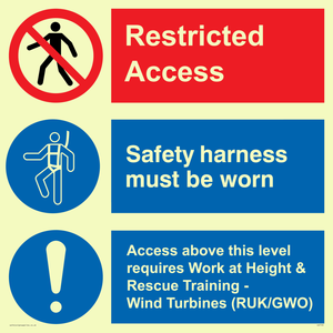CA7155: Restricted access. Safety harness must be worn. Access above this level