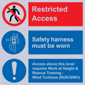 CA7155: Restricted access. Safety harness must be worn. Access above this level