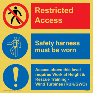 CA7155: Restricted access. Safety harness must be worn. Access above this level