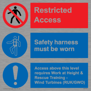 CA7155: Restricted access. Safety harness must be worn. Access above this level