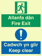 CB16437: Welsh English Bilingual Allanfa dân Cadwch yn glir / Fire exit Keep clear