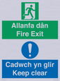 CB16437: Welsh English Bilingual Allanfa dân Cadwch yn glir / Fire exit Keep clear
