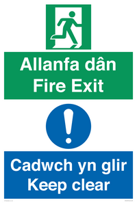 CB16437: Welsh English Bilingual Allanfa dân Cadwch yn glir / Fire exit Keep clear