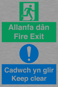 CB16437: Welsh English Bilingual Allanfa dân Cadwch yn glir / Fire exit Keep clear