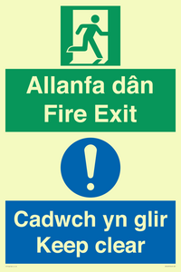 CB16437: Welsh English Bilingual Allanfa dân Cadwch yn glir / Fire exit Keep clear