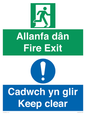 CB16437: Welsh English Bilingual Allanfa dân Cadwch yn glir / Fire exit Keep clear