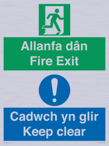 CB16437: Welsh English Bilingual Allanfa dân Cadwch yn glir / Fire exit Keep clear