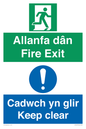 CB16437: Welsh English Bilingual Allanfa dân Cadwch yn glir / Fire exit Keep clear