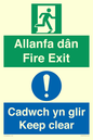 CB16437: Welsh English Bilingual Allanfa dân Cadwch yn glir / Fire exit Keep clear