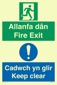 CB16437: Welsh English Bilingual Allanfa dân Cadwch yn glir / Fire exit Keep clear